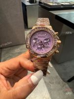 High Quality Replica AUDEMARS PIGUET Royal Oak 26319 Rose Gold 316L Stainless Steel Strap Light purple Face Dial Diamond-Set Octagonal Stainless Steel Bezel Lady Watch 37mm